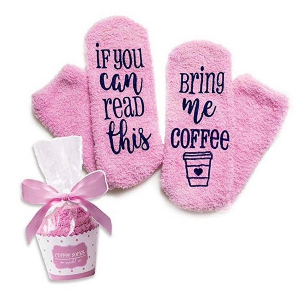 Pink Bring Me Coffee Cupcake Socks